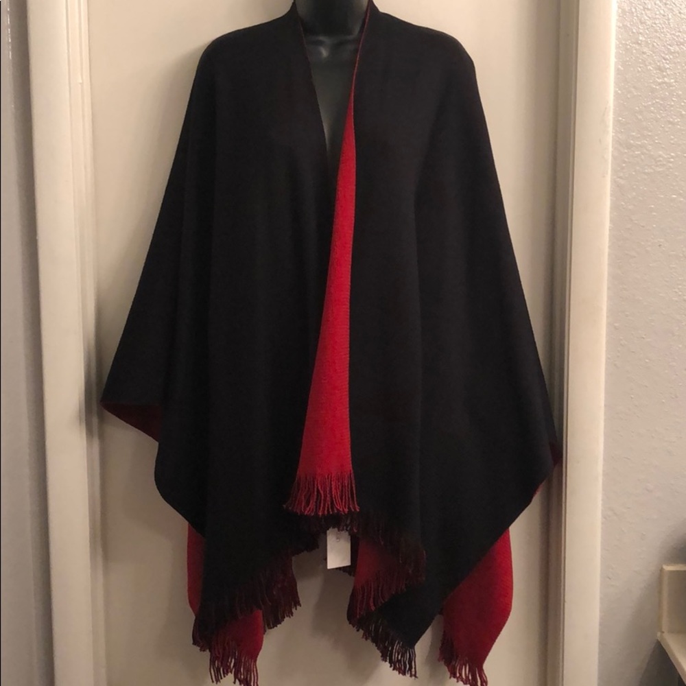 Calvin Klein Red/Black Poncho